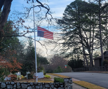 American flag hanging incorrectly in protest