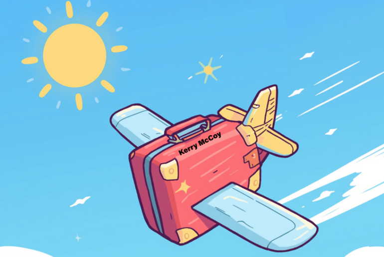 Kerry's suitcase takes over the plane