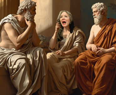 Socrates and Plato listen to the philosopher, Kerry McCoy